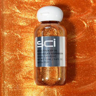 Reflective Shimmer Body Oil Photo with texture background 